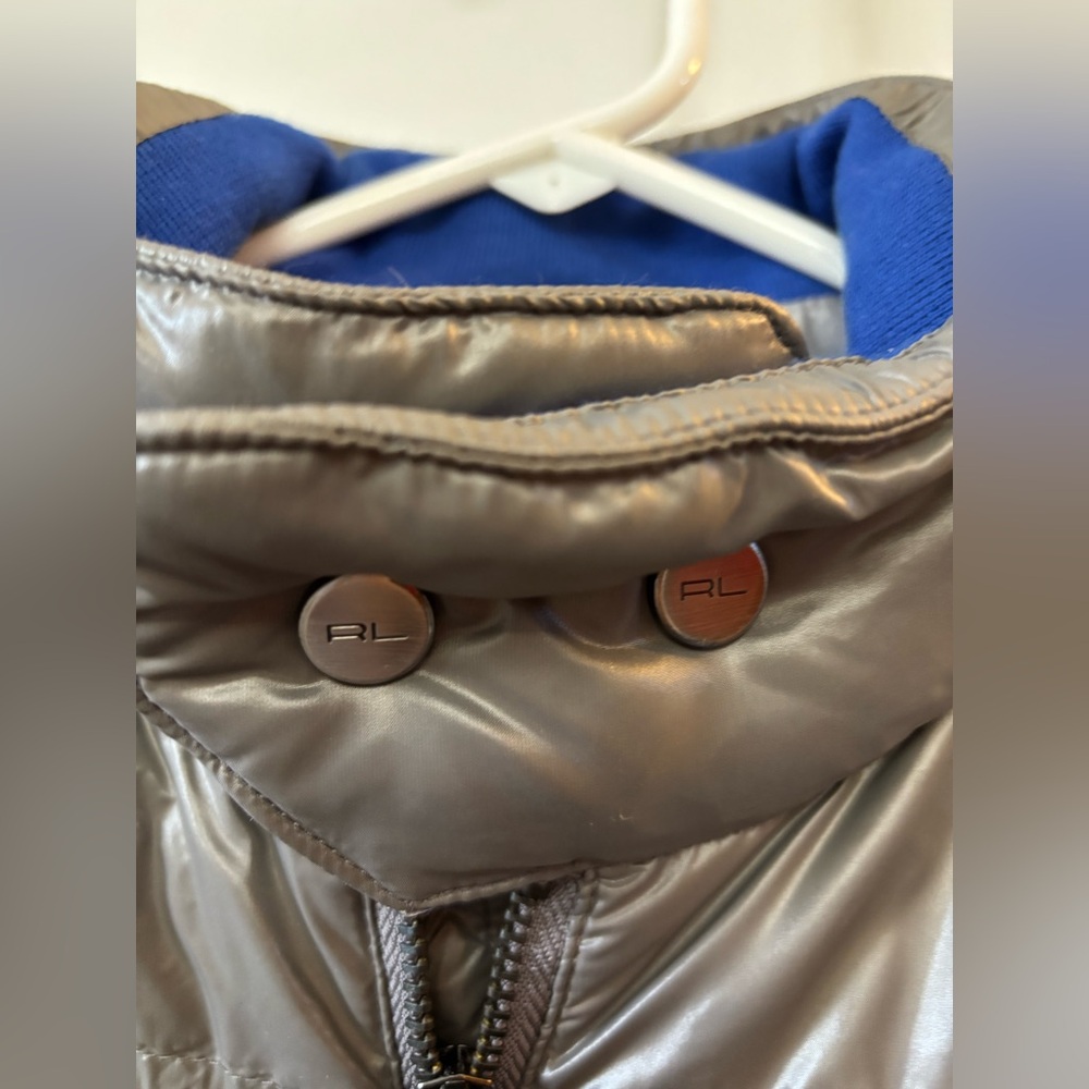 Polo Ralph Lauren Puffer Down Jacket Silver Gray Metallic Winter Women’s Size XL - Picture 3 of 11